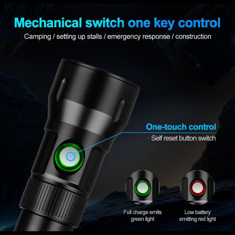 Diving LED Flashlight IPX8 Waterproof High Brightness Rechargeable Long Runtime Far Beam for Outdoor Lighting