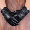 Autumn and winter men's thermal leather gloves takeaway outdoor cycling velvet cold-proof women's sheepskin gloves winter