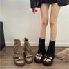 Retro Denim Zehen-Hosenstiefel! Sommersandalen tragen dicke Sohle Wasteland-Stil dünne kühle Stiefel