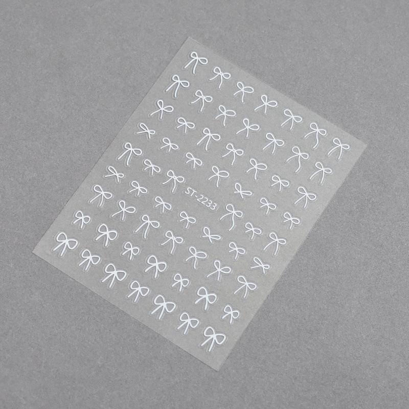

3D Bowknot Nail Stickers: Black, White, Gold, Silver & Red Self-Adhesive Decals