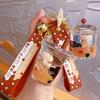 Tea Cup Ornament Milk Tea Bottle Keyring Liquid Oil Keyring Milk Tea Cup Bear Keychain Bag Pendant