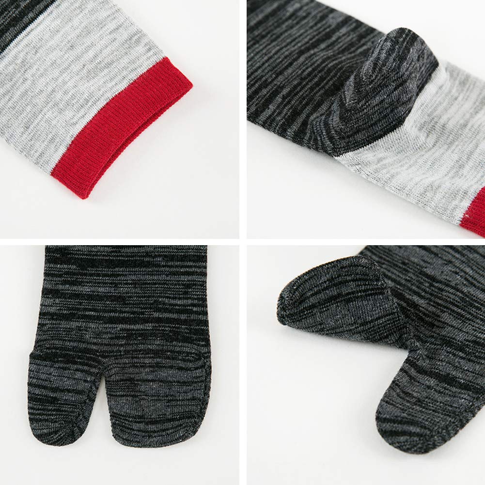 WIOIW Men's Tabi Two-Toe Socks, Moisture-Wicking, Quick-Drying, Set of 6