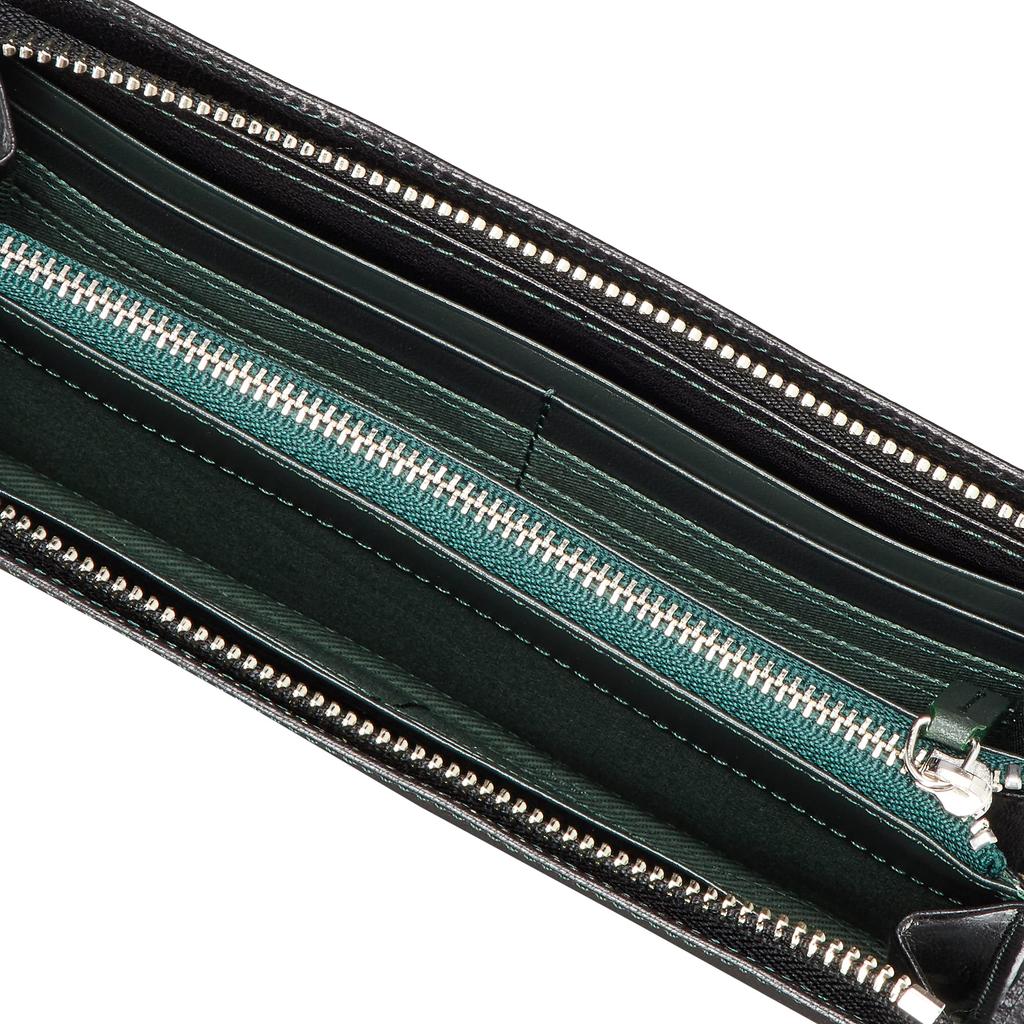 Long Wallet Buffalo Leather NH0809 Stitch 15301 [Kitamura] Men's Black/Green [Black]