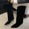Womens Boots High Quality Suede Knee-high Boot Temperament Pointed High-heeled Boots Long Tube Pants Boots for Women Botas Mujer