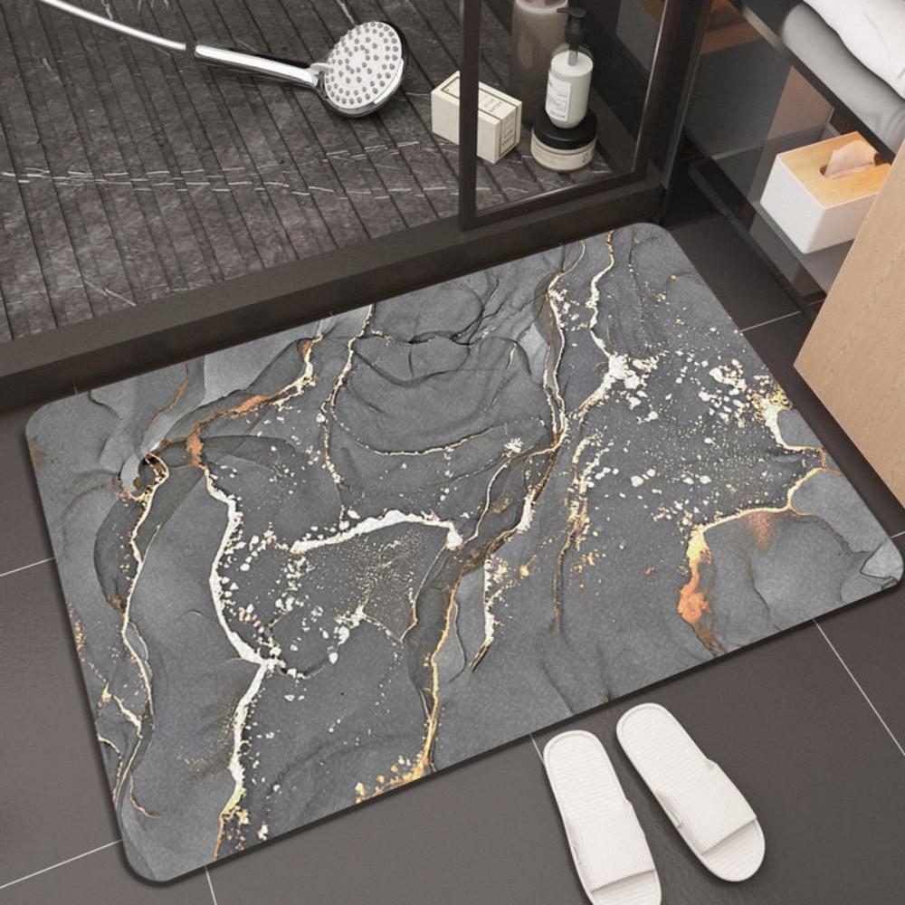Black Gold Marble Themed Drying Mat Non-slip Pad For Luxury Home Sink Area, Perfect For Daily Water Absorption Home Decor