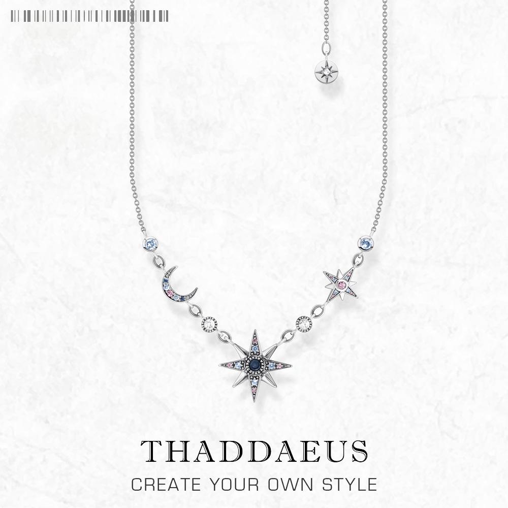 

Royalty Star & Moon Necklace Spring New Link Chain Fine Jewelry Europe 925 Stering Silver Bijoux Trendy Gift For Women 45-50cm
