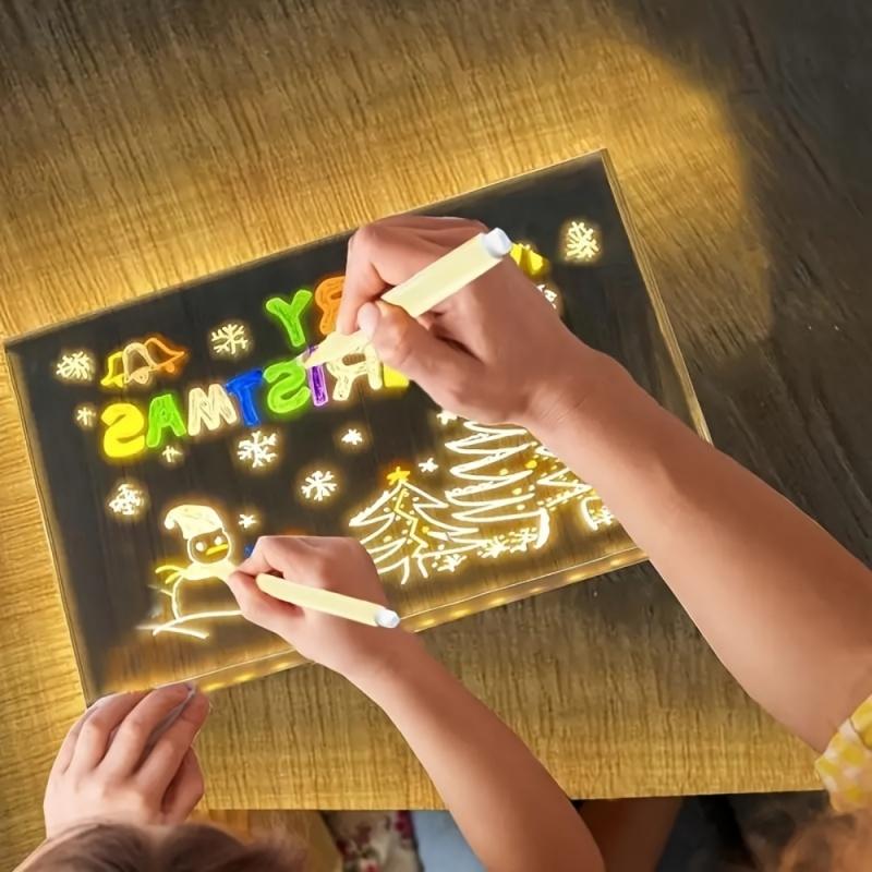 LED-Notiztafel, Nachtlicht mit 7 Farben, Stiftbeleuchtung, Acryl-Zeichentafel, leuchtende Nachrichtenmarkierungstafel für Büro, Schule und Zuhause