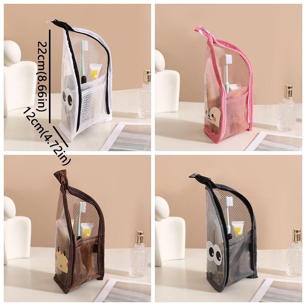 EVA Mesh Folding Makeup Bag Waterproof Vertical Design Standing Toiletry Bag Large Capacity Zipper Closure Makeup Brush Holder