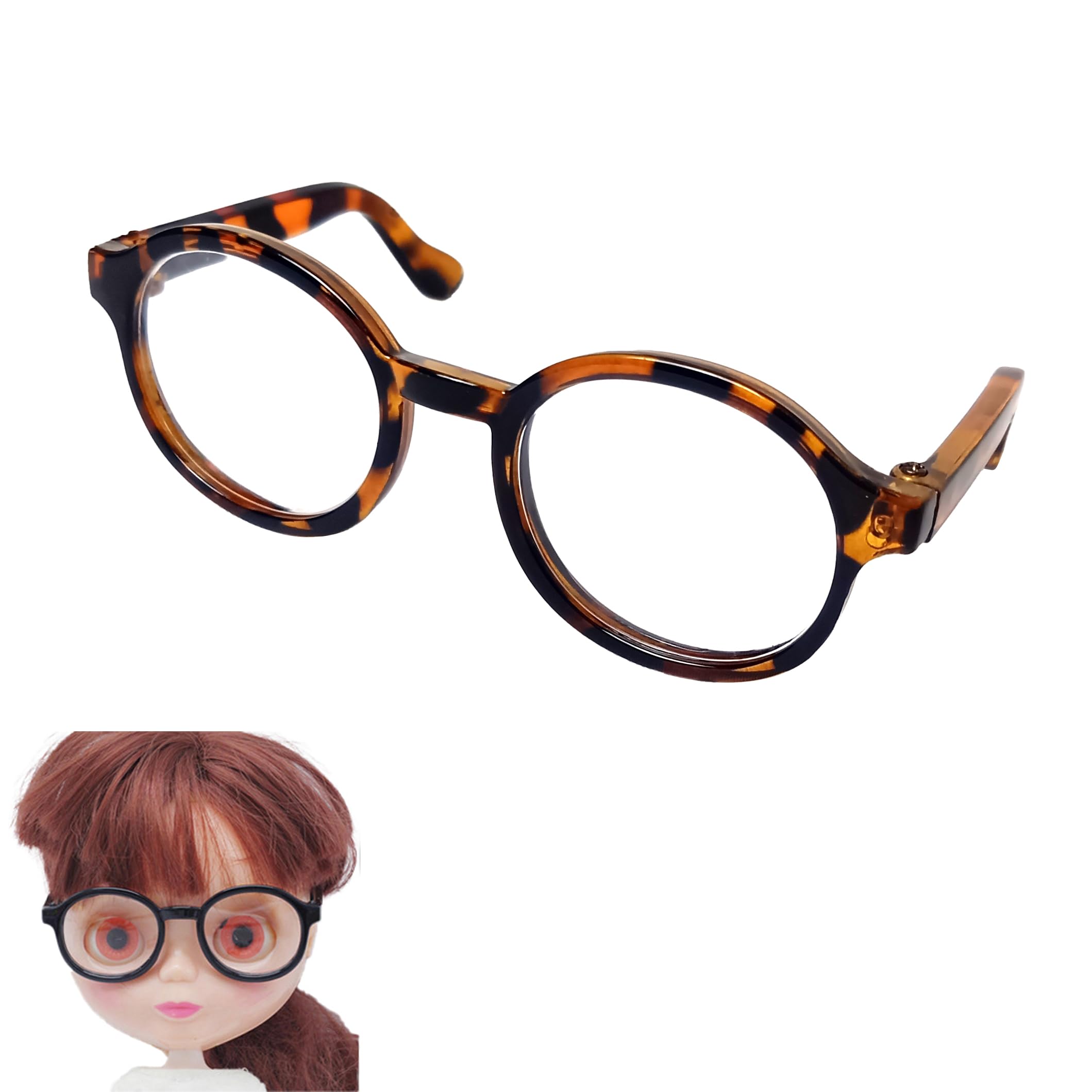 

DOYOUCOTO Glasses Plush Doll, Chibi Plush, Oshikatsu, Round Glasses, Mini Doll Parts, Small Plush Toy, Pet Figure, Handmade Material (Leopard Print,