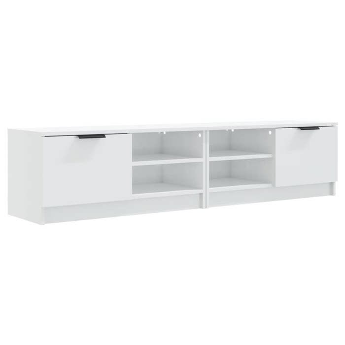 Meuble TV - MAISON EXCLUSIVE - 80 x 35 x 36,5 cm - Blanc brillant - Bois d'ingénierie - Grand rangement
