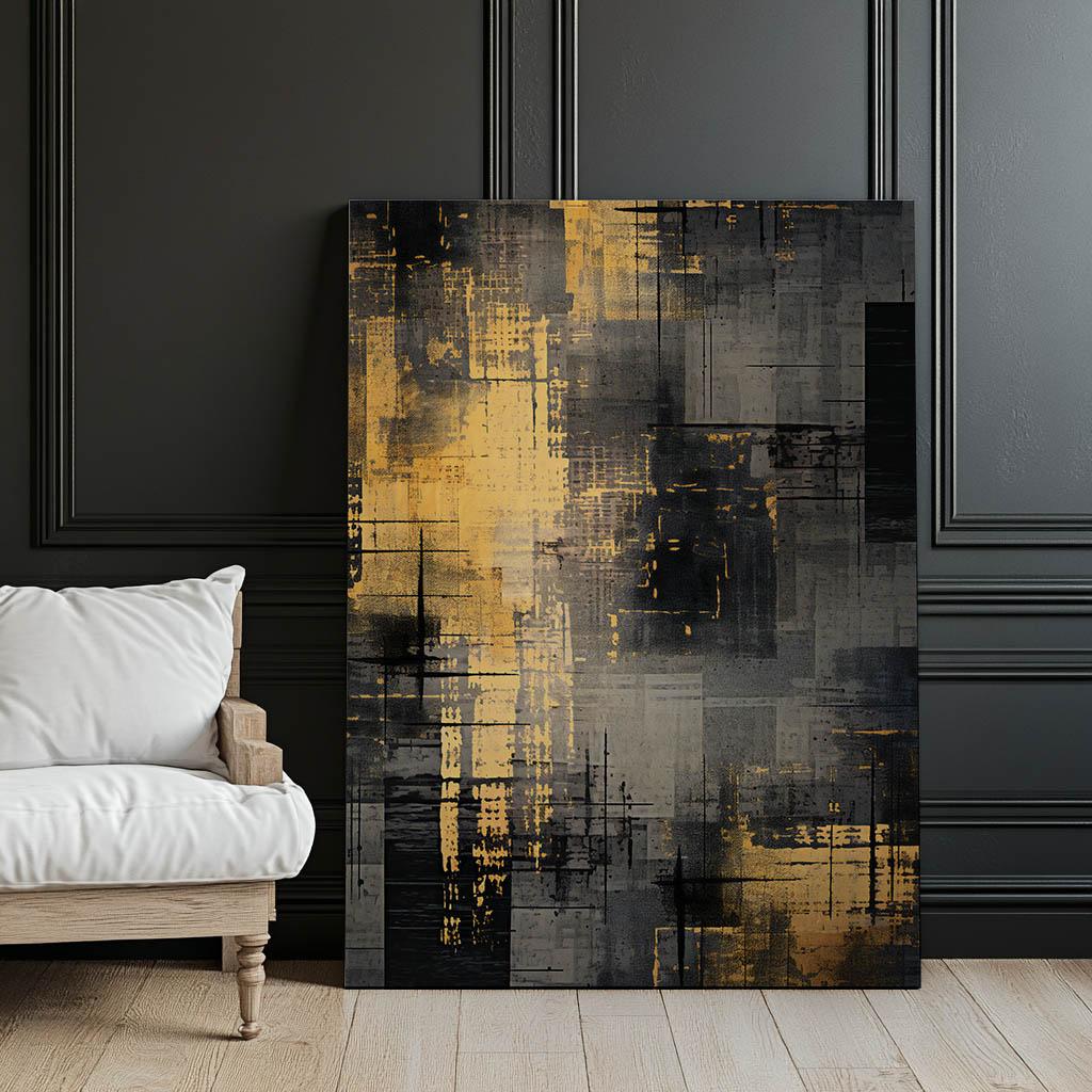 Industrial Minimalism: Shades of Silver and Gold Industrial Minimalism: Shades of Silver and Gold, 50X70 Cm, Gold Aluminum Frame, Matte Paper 230