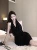 Summer Black Lace Dress - Sexy French-inspired, Pure Desire Style, Slim Fit, Halter Neck, Two-Piece Look