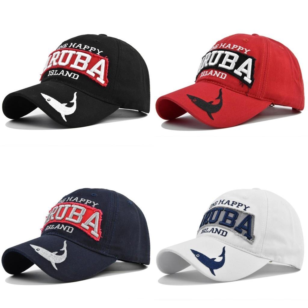 Aruba Embroidered Baseball Cap Shark Embroidery Duck Tongue Hat Men's Sun Hat Wholesale