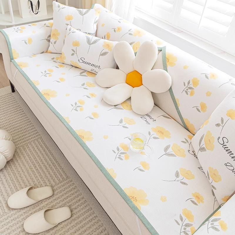 Ice Rattan Mat Sofa Cushion Summer Non-Slip Cool Seat Cushion Cute Cream Wind Summer Sofa Cover Cloth Towel
