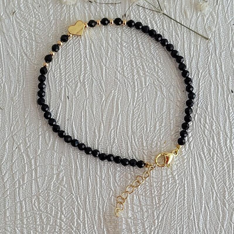 1pc 3MM Handmade Natural Stone Amethyst Beads With Heart Stretchable Bracelets For Women Jewelry Gift