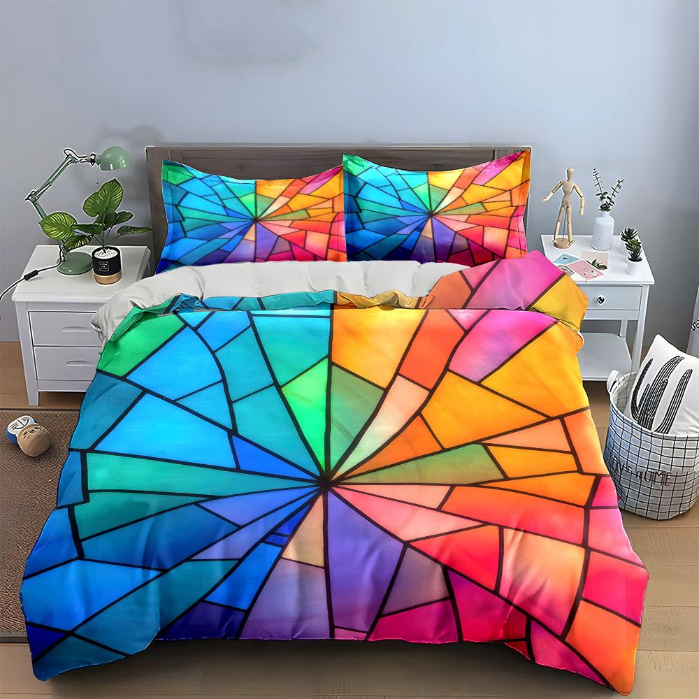 Colorful Abstract Decoration Set Soft Skin-Friendly Bedding Set Includes 1 Duvet Cover And 2 Pillowcase, Gift