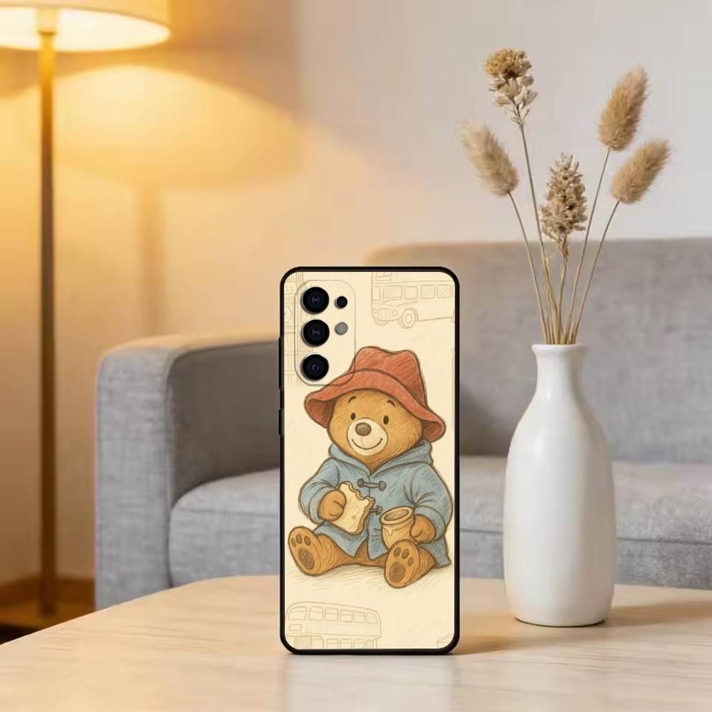 C-Cute P-Paddington Bear Phone Case For Samsung S25,S24,S21,S22,S23,S30,Ultra,S20,Plus,Fe,Soft Silicone Black Cover