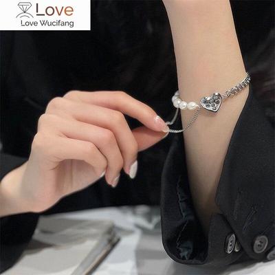 Armband für Frauen, französisches Vintage-Süßwasserperlen-Liebesarmband für Frauen, minimalistischer Persönlichkeitsstil