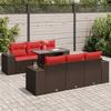 VidaXL Garden Lounge Set with Cushions 7pcs Brown Wicker Acacia, Outdoor Sofa Set, Garden Furniture 3326745