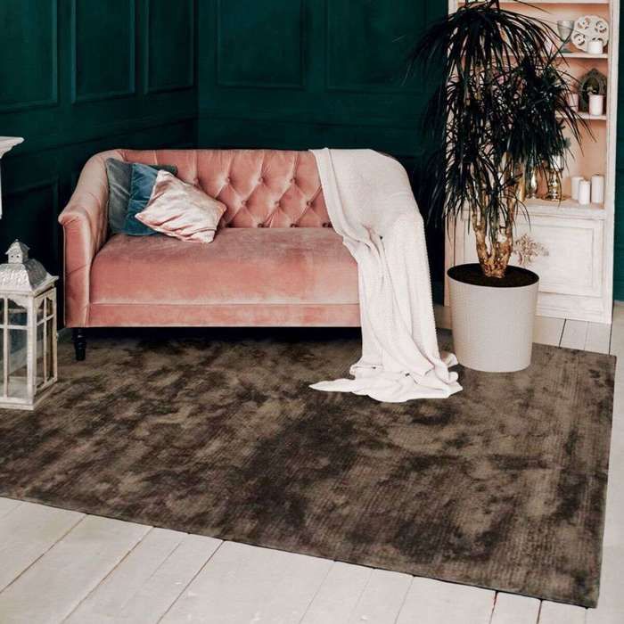 Tapis salon en viscose champagne 133x190