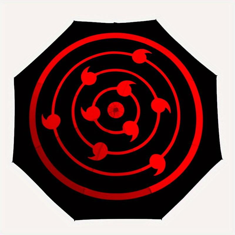 "Red Circular Symbol Graphic T Shirt" Umbrella, Portable 3 Fold Compact Umbrella for Men & Women,S72