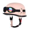 Cross-border motorcycle half helmet retro German handmade leather half-sided fast-release buckle with goggles DOT certification
