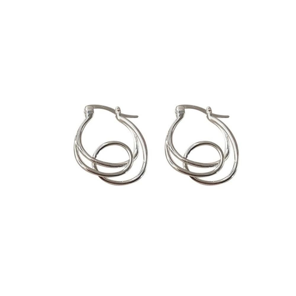 Minimalist Hoop Earrings Double Layer Personality Earrings Irregular Earrings  Daily серебряный