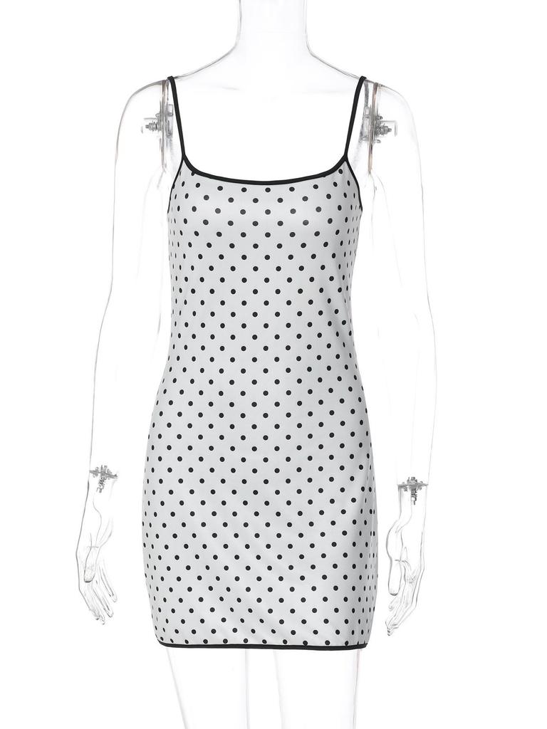 European & American 2026 Spring/Summer Women's Black Polka Dot Mini Dress - Fashionable, Elegant, and Classic.