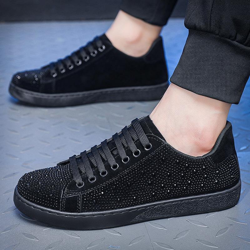 2025 NEU Herren Freizeitsneaker Strasssteine Flache Sohle Bling Schuhe für Herren Glitzernde Kristall-Sneaker Luxus-Trend Studentenschuh