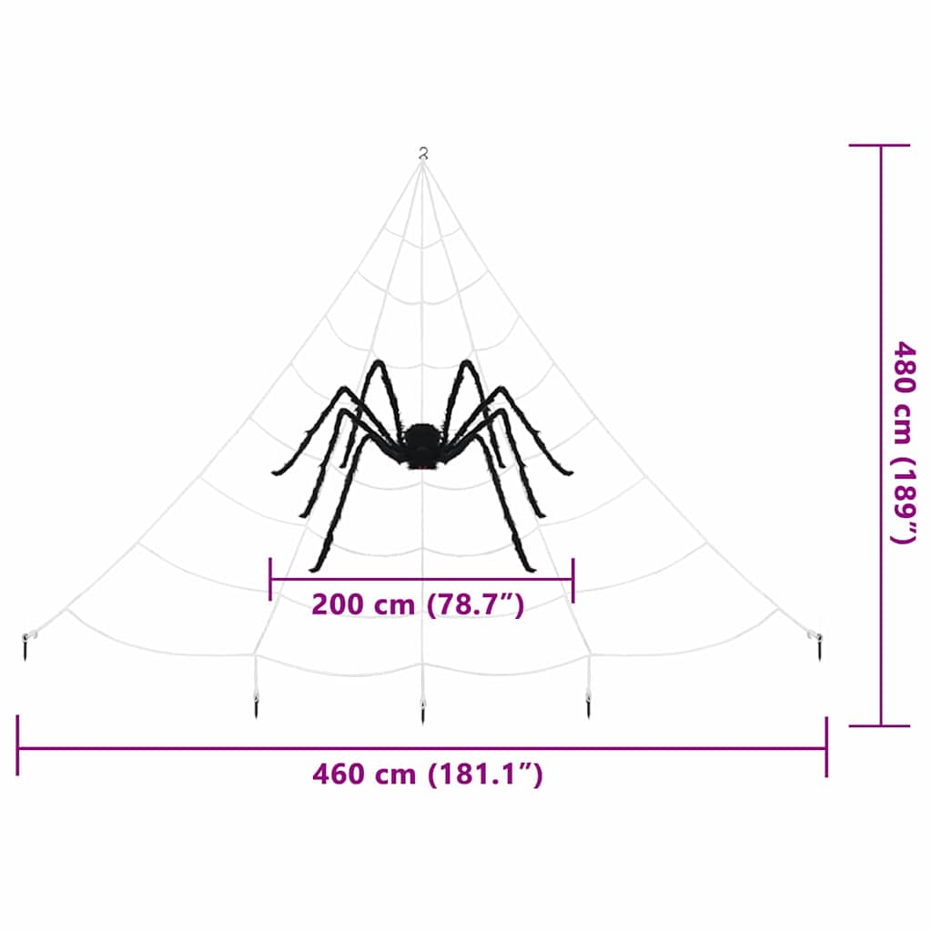 Halloween Spider Decoration with Nets 2 Pcs Black and White