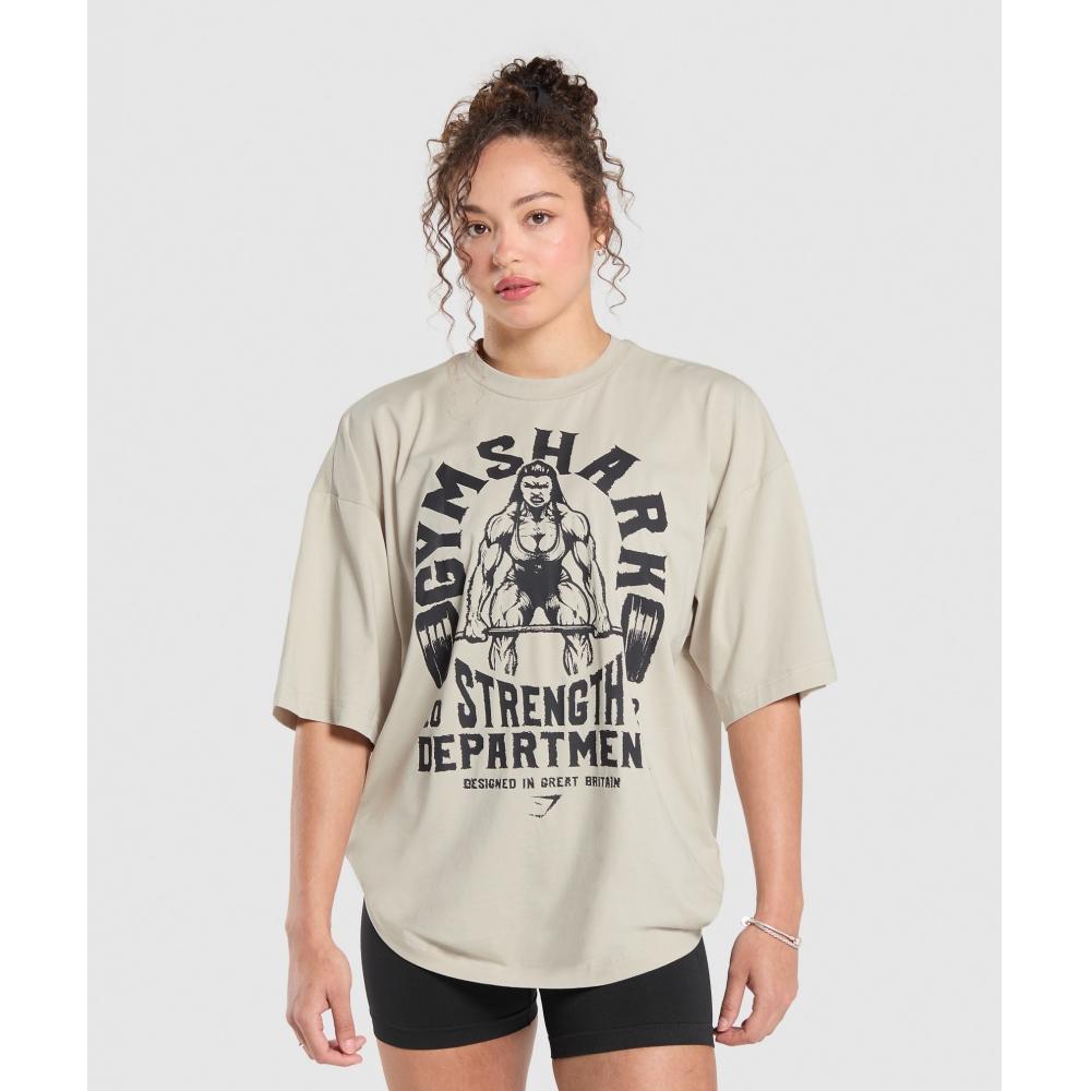 

GYMSHARK Strength Department Graphic T Shirt Pebble Grey B2B8R GB7P
