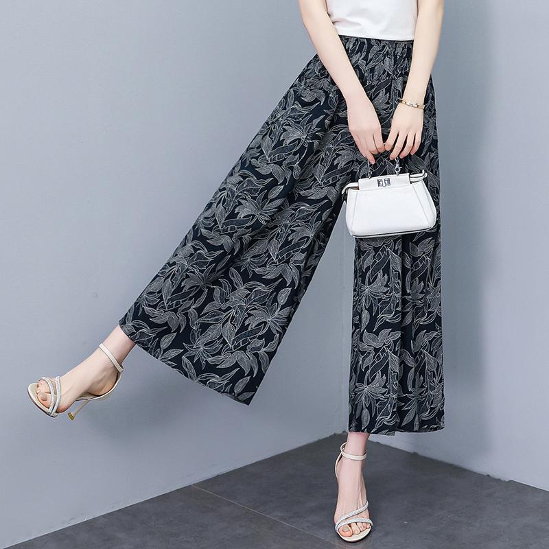 Summer Wide Leg Pants for Women Vintage Clothes Plus Size Loose Elastic Waist Casual Pants