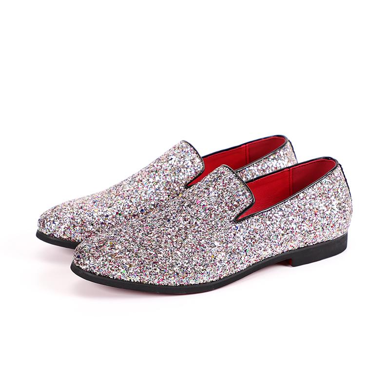 Fashion All-match Male Slip on Flats New Personality Stylish Moccasins Punk Style Low Heeled Loafers Shiny Men Casual Walking Shoes