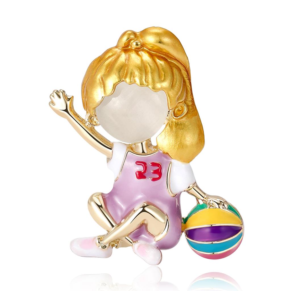 Fashion No. 23 Basketball Little Girl Brooch Niche High-End Women'S Dress Suit Accessories Corsage Matching