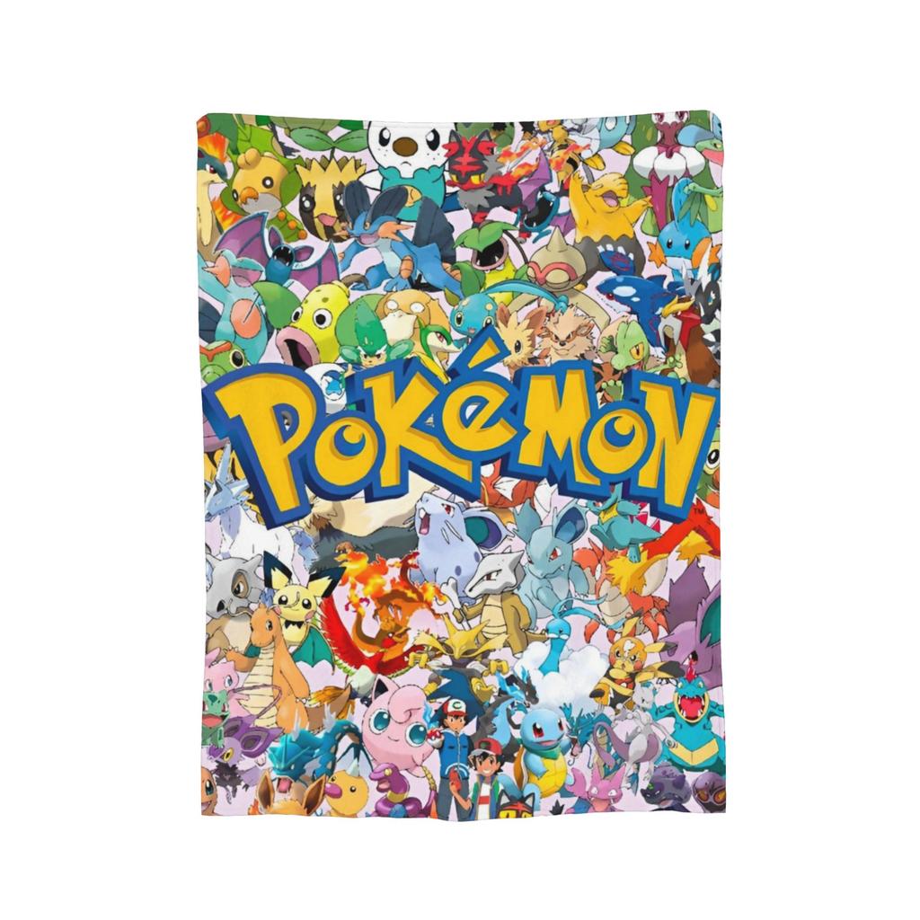 Pokemoned Anime Cartoon Flannel Blanket  Awesome Throw Blankets for  Sofa Bedding Lounge 150*125cm Bedspread,