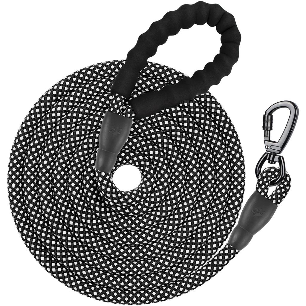 XiaZ Improved Dog Long Leash 9M Round Rope 2nd Generation Carabiner Lock for and Large Reflective Dog Walking Training Dog Traction Black Small,