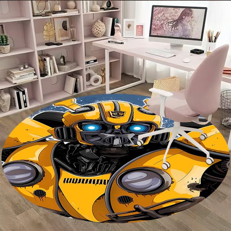 1pc Bumblebee2 Print Round Carpet Chair Round Carpet Suitable for Bedroom Living Room Home Decorative Carpet