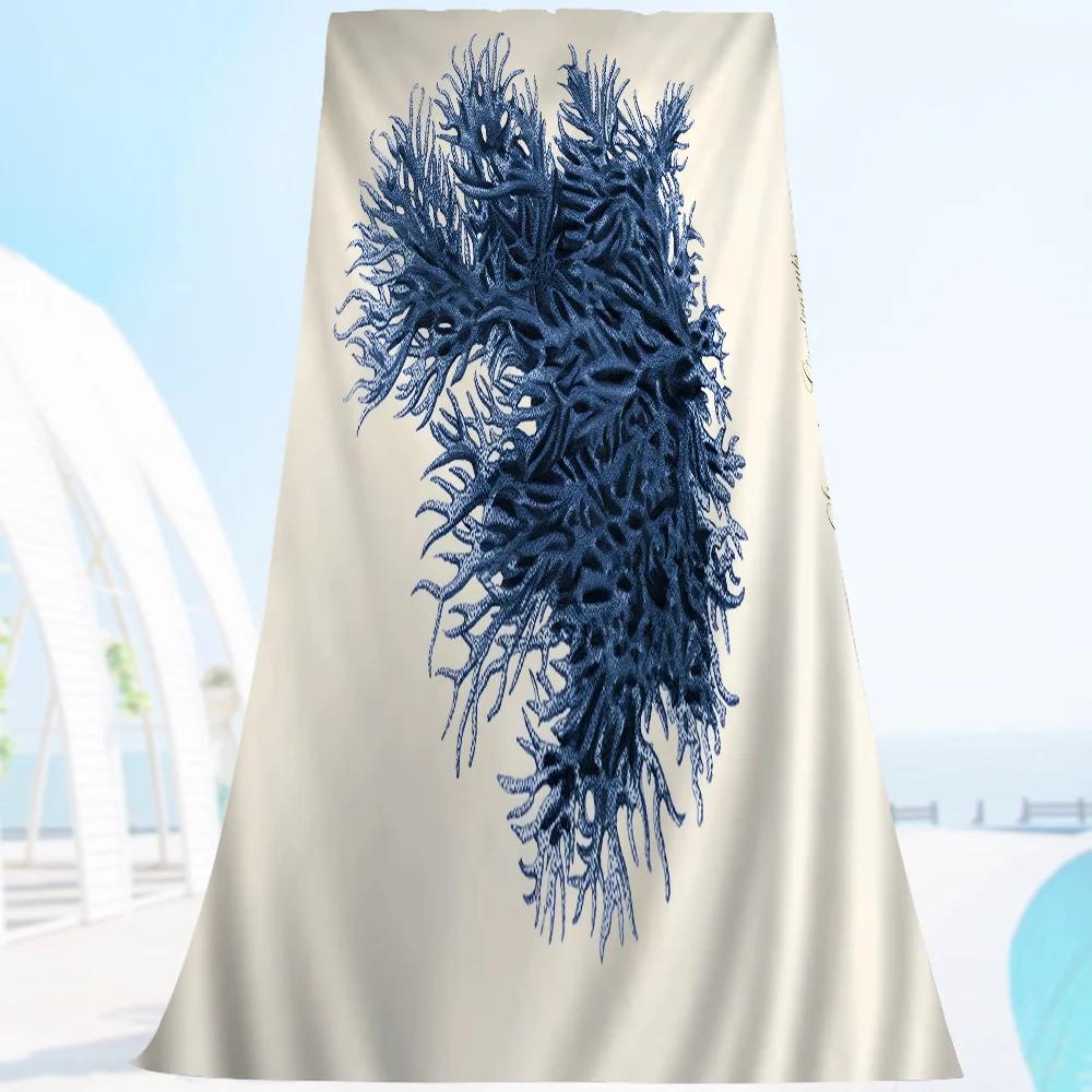 

Seaglass Blue Nautical Microfiber Blanket Quick Drying Beach Towels Oversized Printing Super Absorbent Pool Towel Blanket W30*H60(CM)
