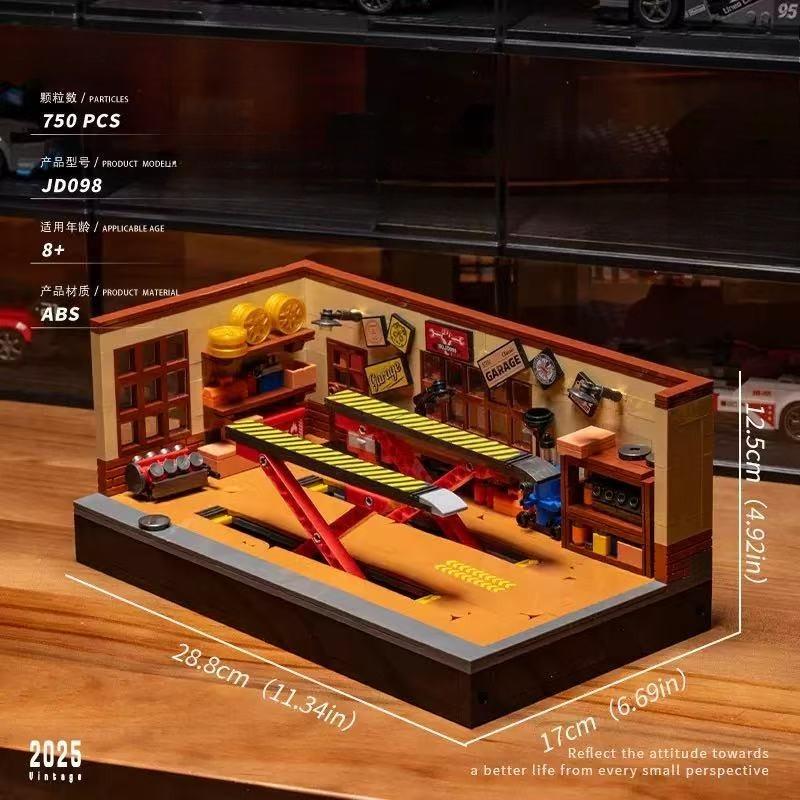 MOC City Speed Racing Sports Car repair Garage Building Blocks Construction DIY Assembly Bricks Toys for Kids Adults Boys Gifts