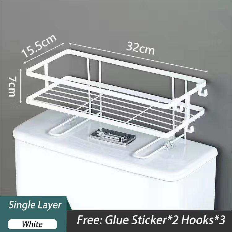 

Wall Mounted Flat Stand Rack Toilet Storage Shelf Shampoo Shower Organizer Bathroom Tissue Paper Holder over Toilet Shelves Rack