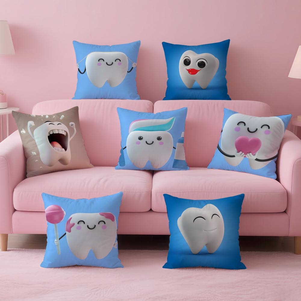 Cartoon Funny Teeth Anime Cushion Cover Pillow Case Soft Skin Friendly Fabric Concealed Zipper