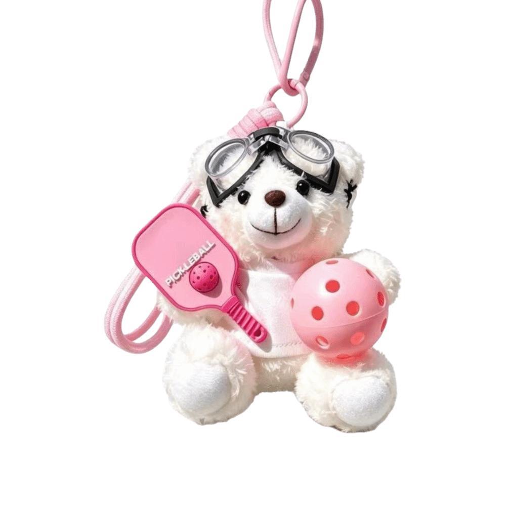 Cartoon Pickleball Pilot Bear Pendant Soft Car Key Ring Cute Bag Pendant Bag Accessories