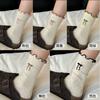 Socks Autumn Ideas Yarn Embroidery Bow Versatile Medium Tube Socks Wooden Edge Loose Stacking Socks