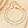 Minimalist Enamel Daisy Flower Bracelet, 18K Gold Plated Stainless Steel, Waterproof Dainty CZ Charm Jewelry Gift