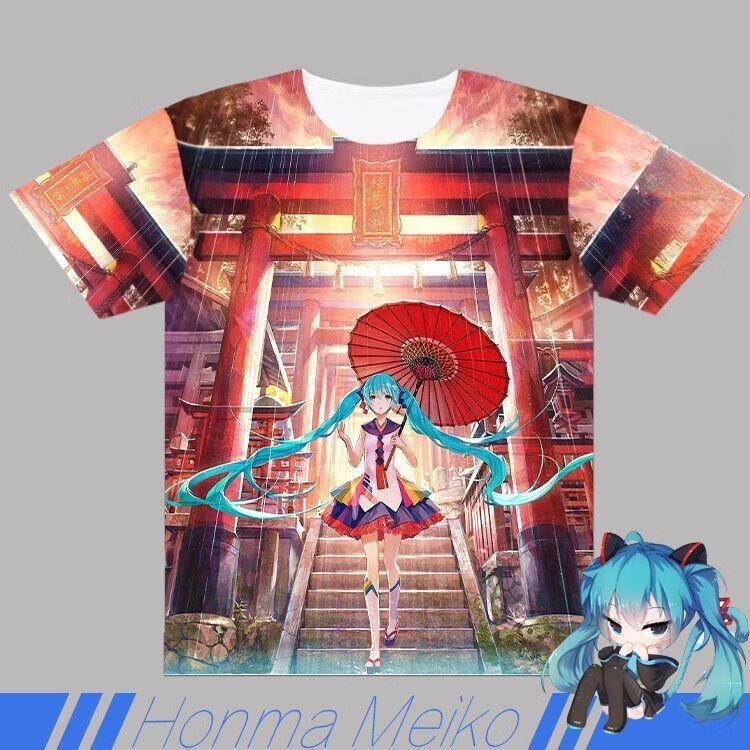 2026 Sommer Hatsune Miku Retro Cosplay T-shirt Herre Oversized 3D Print Kortærmet Familie Unisex Børns Sports T-shirt