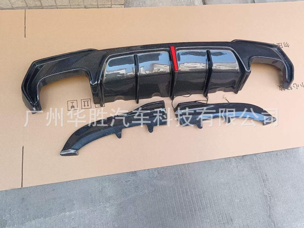 BMW 4 Series G22 Coupe Carbon Fiber Rear Spoiler with Lights & Corner Inserts - Three-Piece Design
