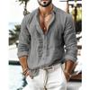 Men Loose Breathable Long Sleeve Solid Casual Cotton Linen Shirt