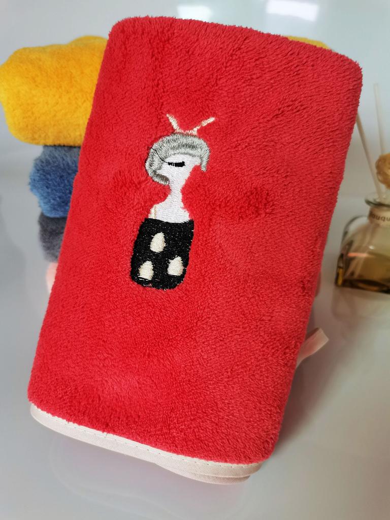 Coral fleece embroidered towel set, home daily absorbent face towel, couple towel cover towel