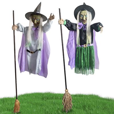 Halloween Animated Hovering Witch Animatronics with Terrifying Sounds & Lights Spooky Scary Decor for Home Outside Garden Yard