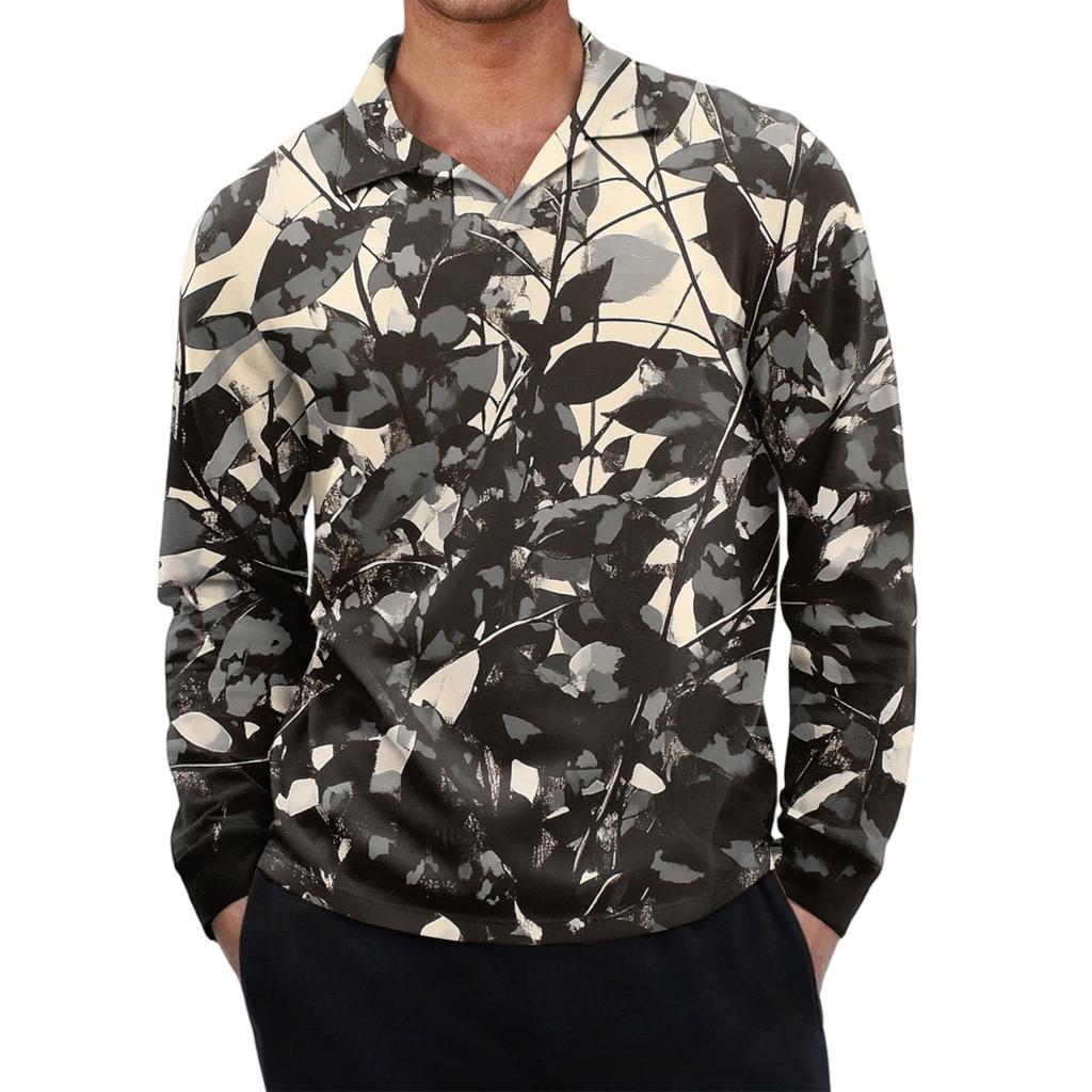 Men's Casual Retro Small V-neck Long-sleeved Top